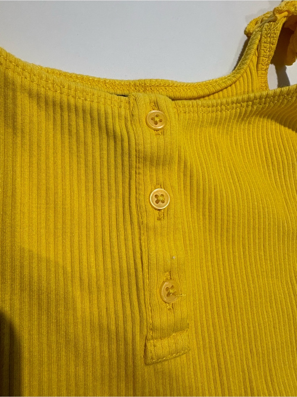 J.Crew Mustard Yellow Ribbed Ruffle Strap Tank Top M - Picture 5 of 11